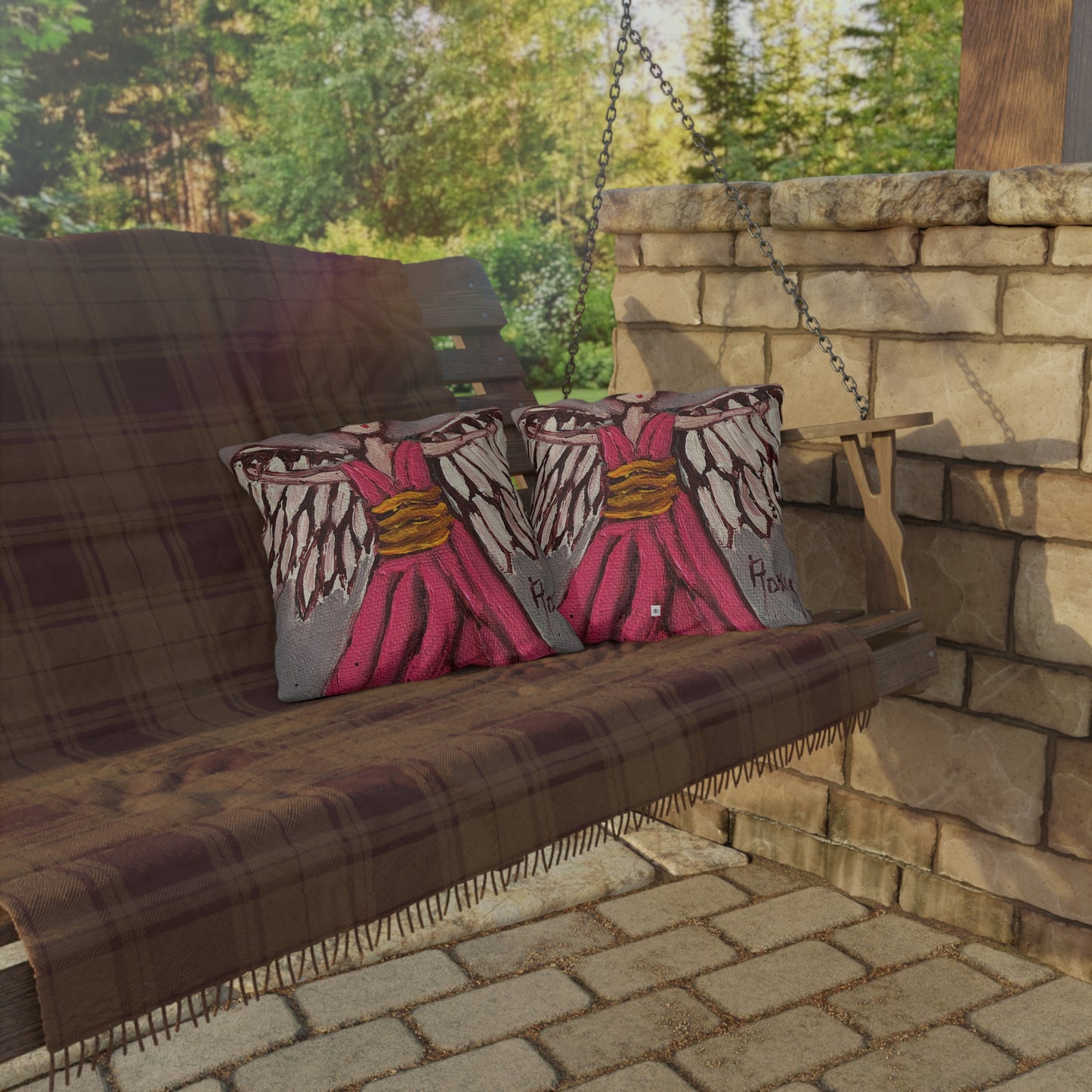 Pink Angel Outdoor Pillows