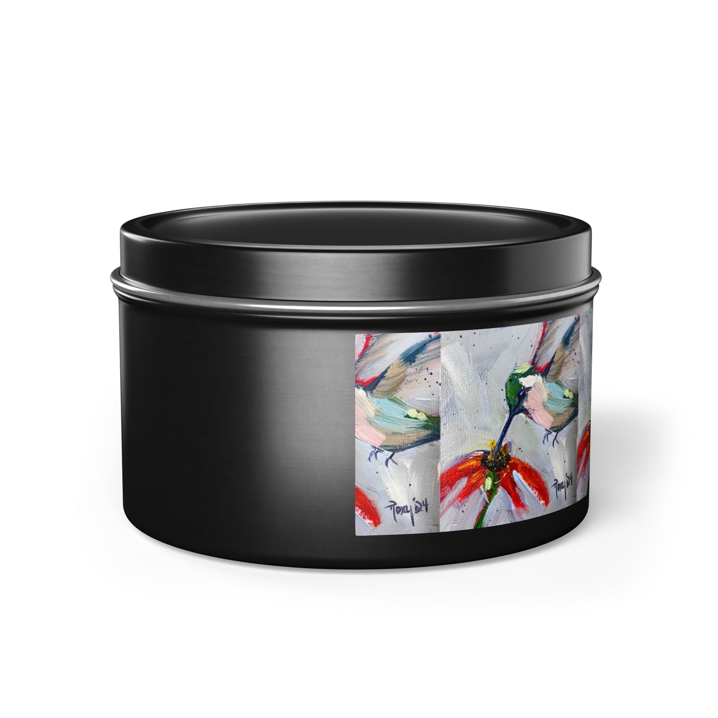 Hummingbird at a Cone Flower Tin Candle