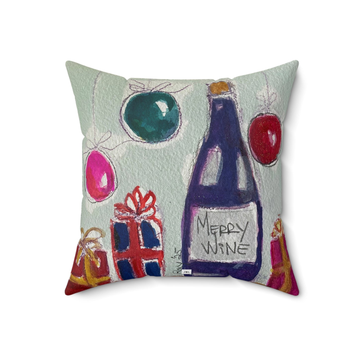 Indoor Spun Polyester Square Pillow-Merry Wine