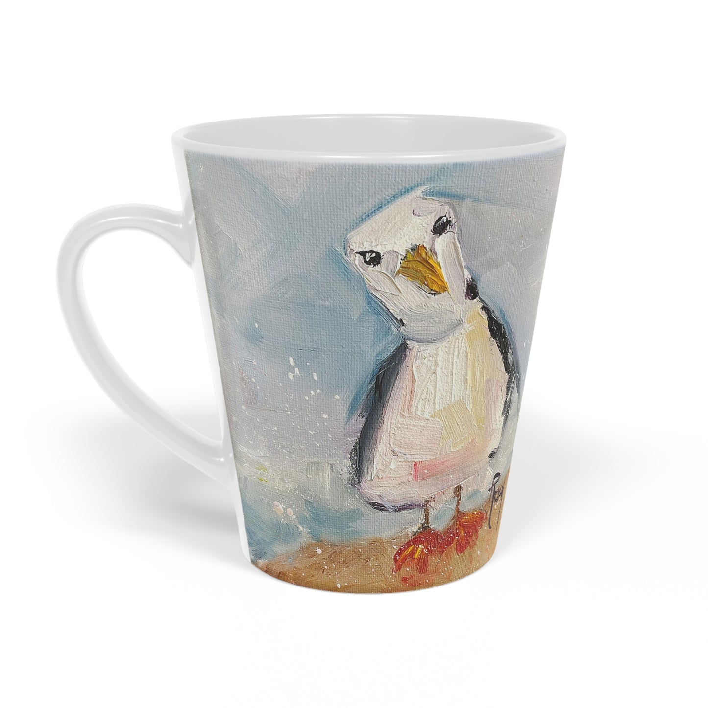 Inquisitive Seagull Latte Mug, 12oz