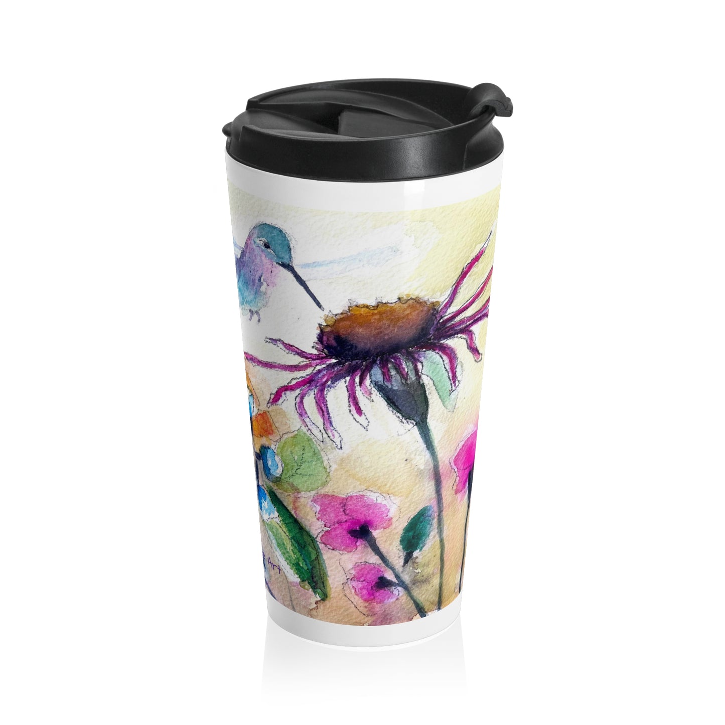 Taza de viaje de acero inoxidable Jardín Colibrí (Coneflower)