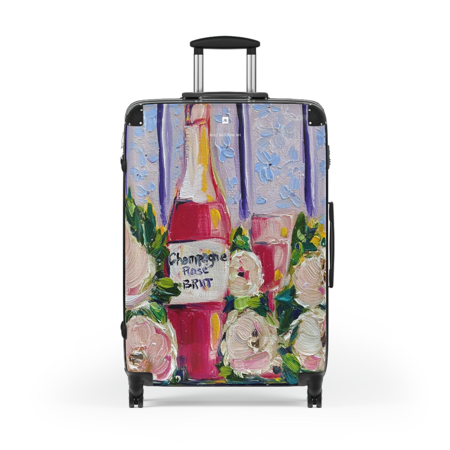 Valise à main champagne rose et pivoines (+Med /Grandes tailles)