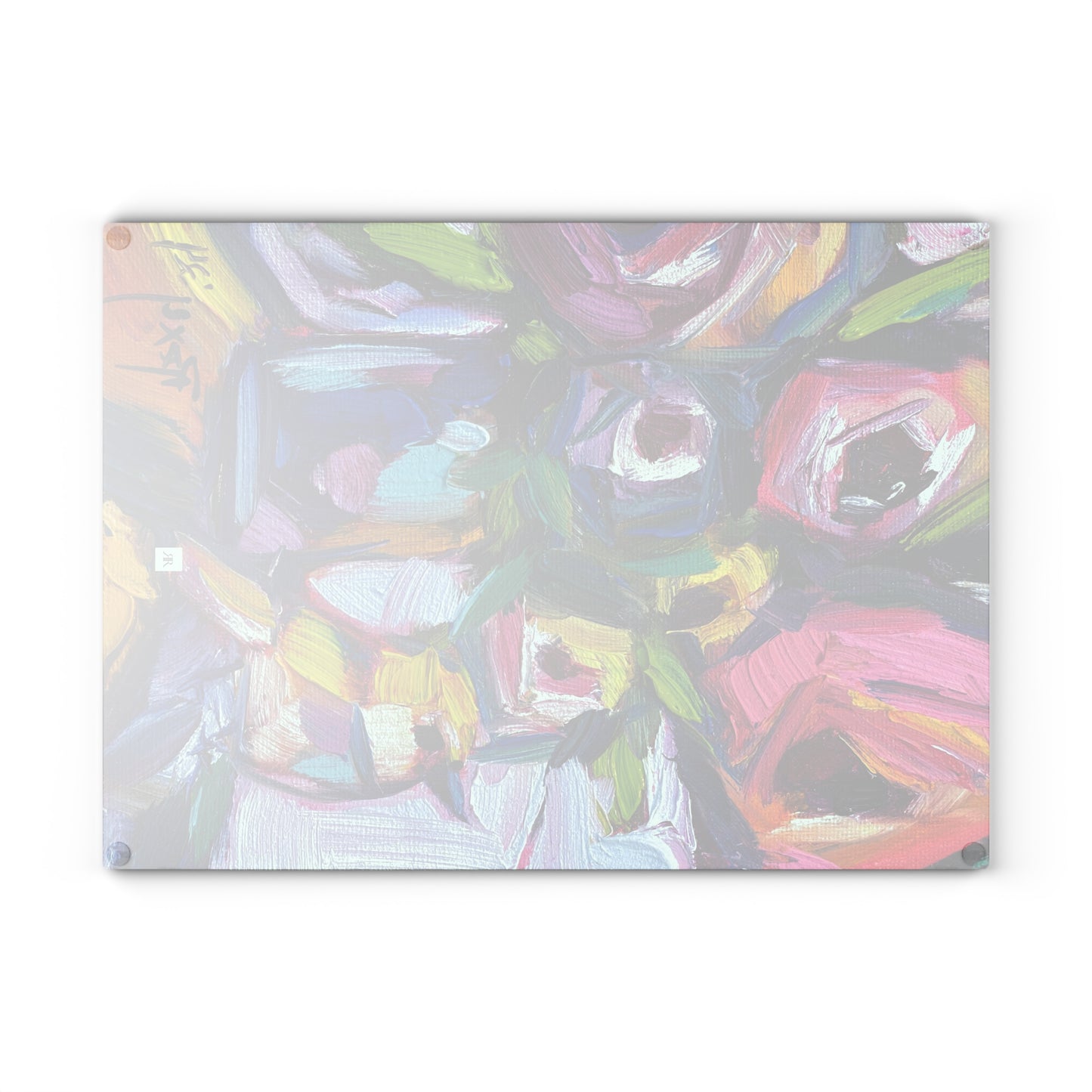 Abstract Roses and Yellow Warbler Bird Glass Cutting Board