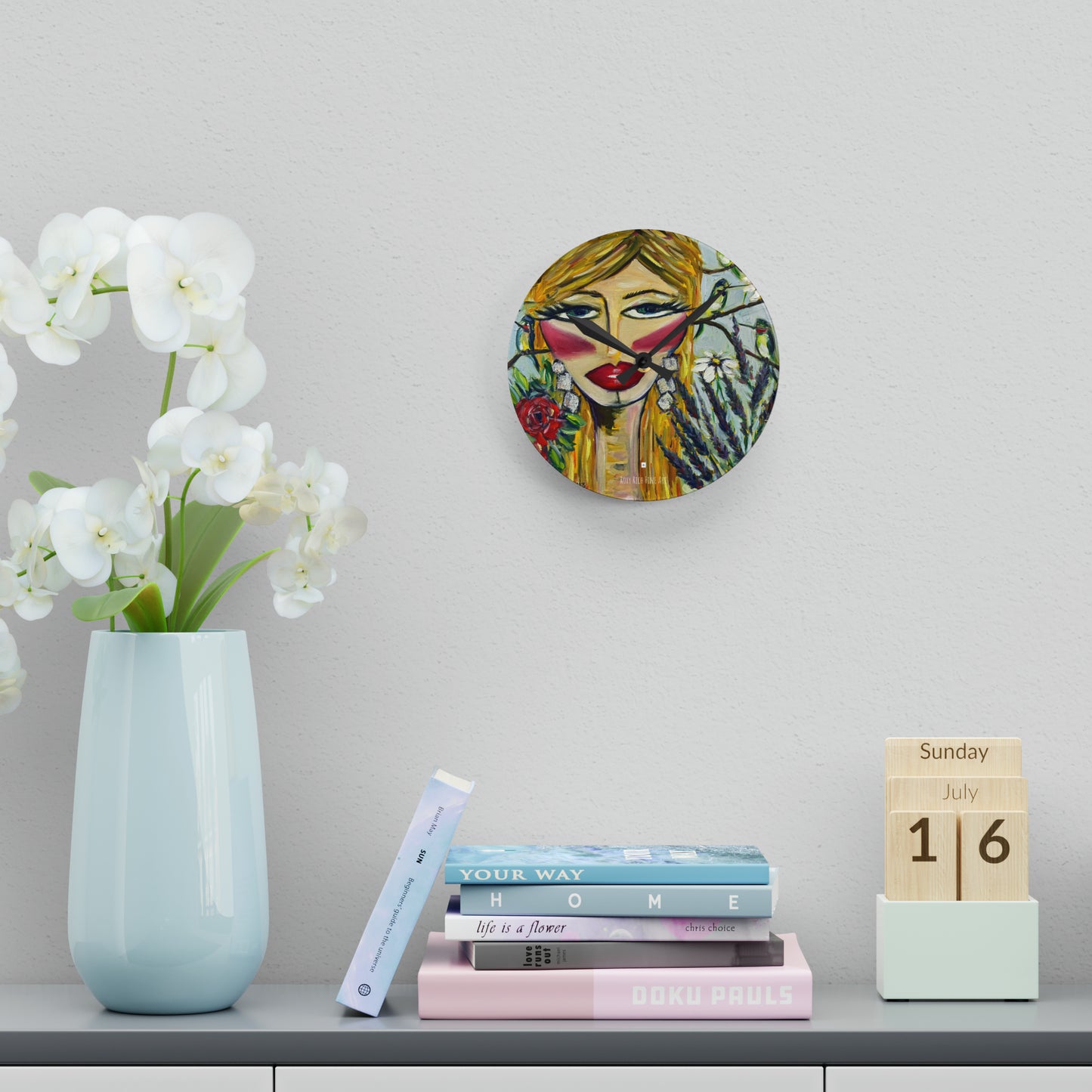 Hummingbird Lady Acrylic Wall Clock