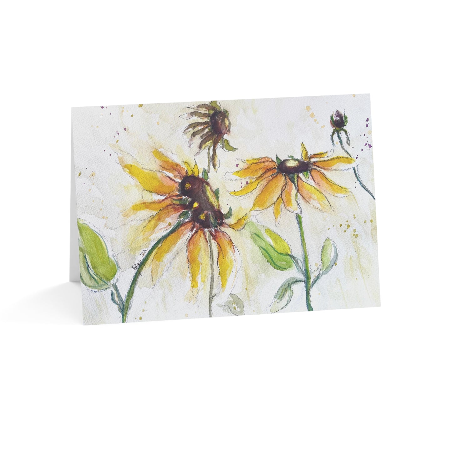 Elegant Sunflowers Greeting Cards with "Happy Thanksgiving!"