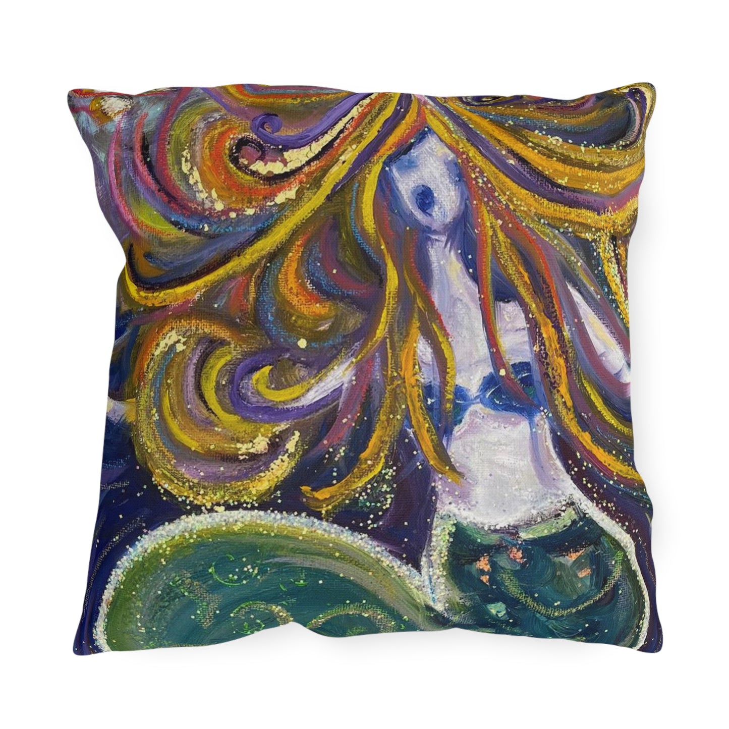 Screaming Siren (Mermaild) Outdoor Pillows