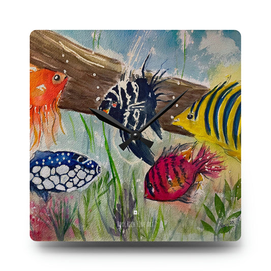 Colorful Fish Acrylic Wall Clock