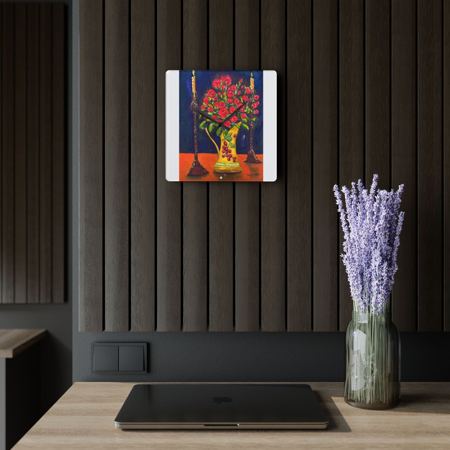 Acrylic Wall Clock -Candlelit Corals