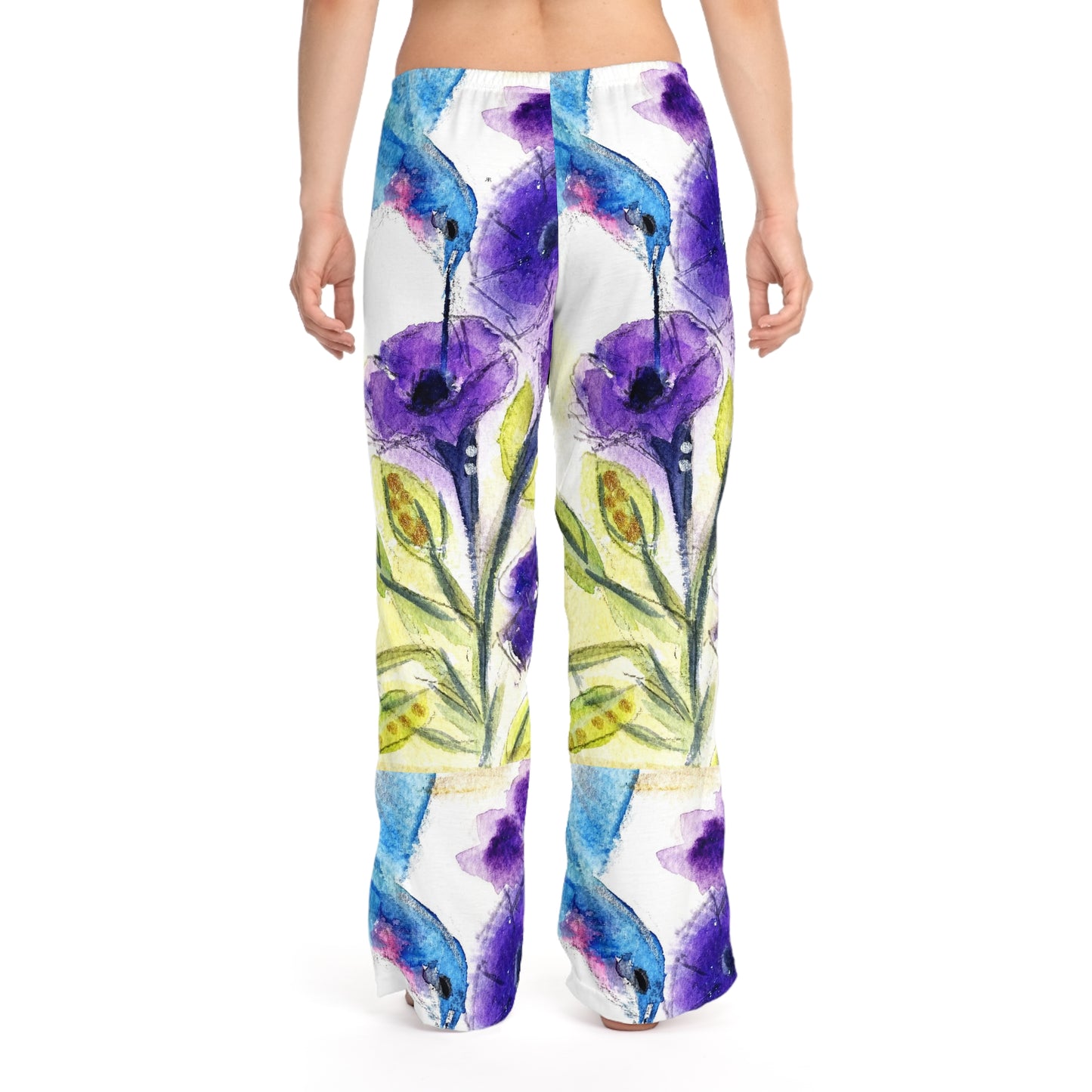 Pajama Pants - Hummingbird in Purple Tube Flowers- Women's Pajama Pants