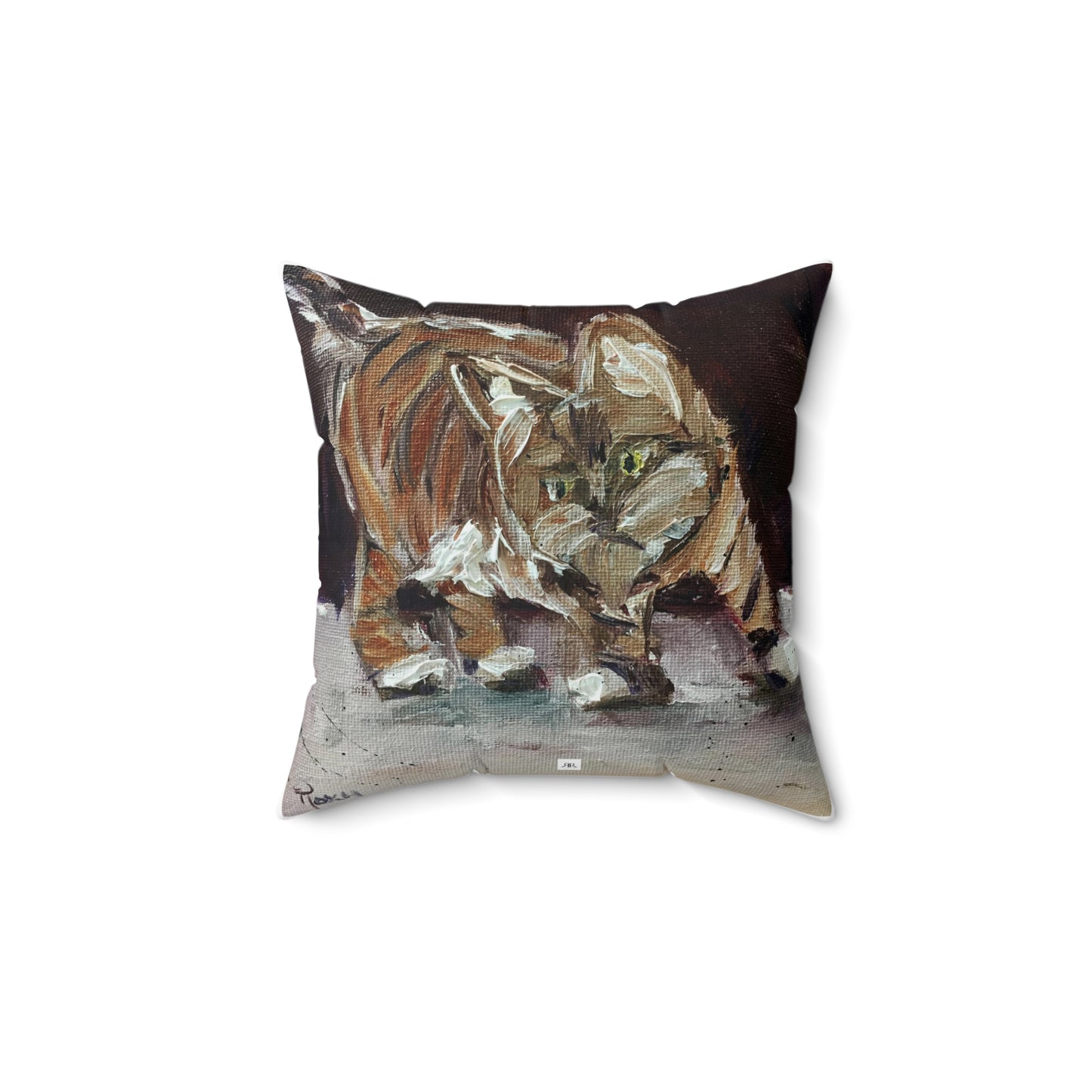 Toulouse Tabby Scrappy Kitty Indoor Spun Polyester Square Pillow