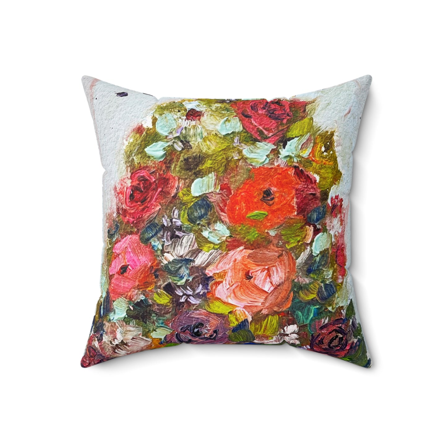 Christmas Tree Roses Indoor Spun Polyester Square Pillow