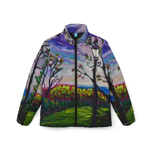 Women's Puffer Jacket - Roxy Rich Fine Art -Sundown in Surrey at Stanhill Court