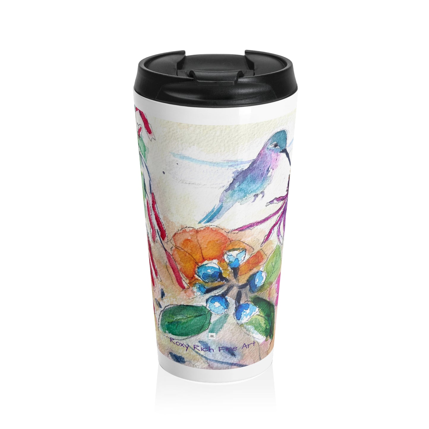 Hummingbird Garden (Coneflower) Stainless Steel Travel Mug