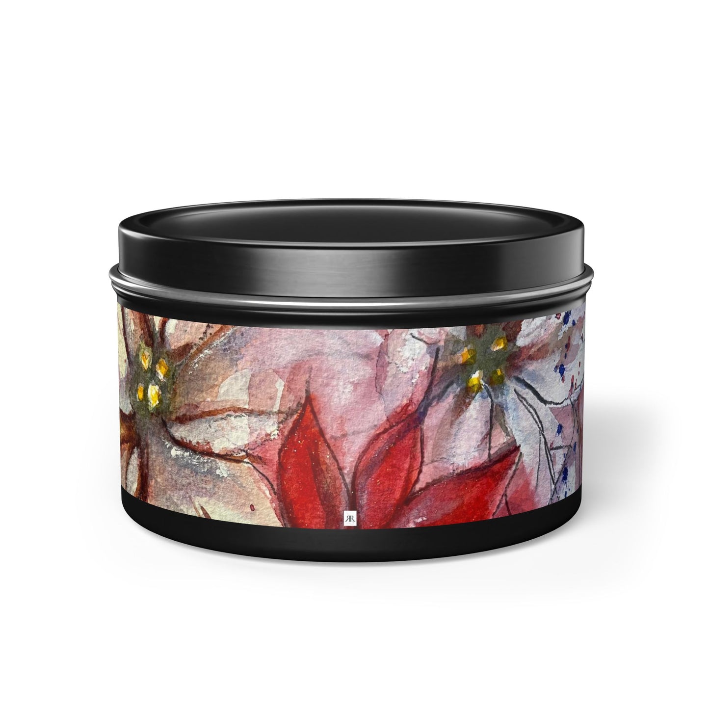 Tin Candle-Poinsettias