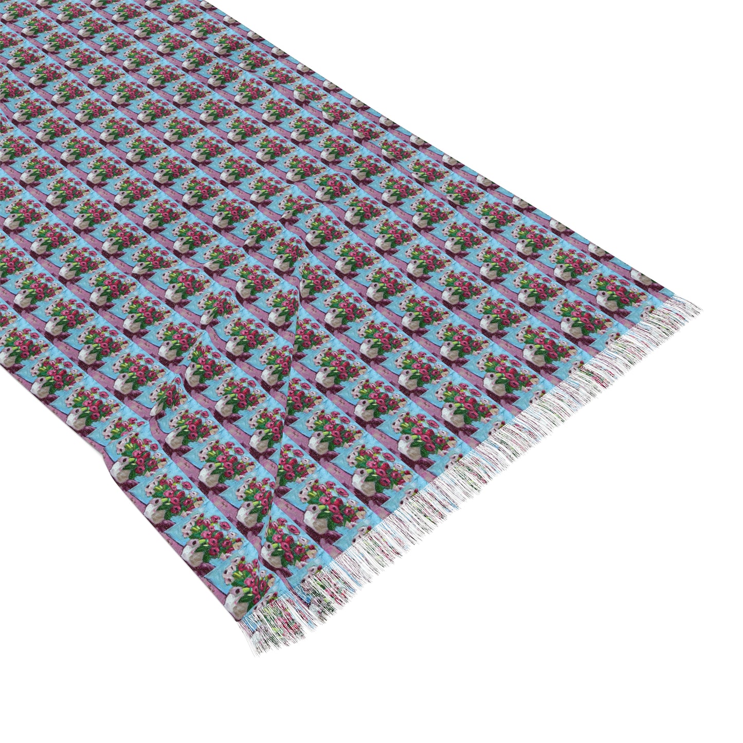 Colorful Scarf — Artistic Lightweight Neck Wrap- Blushing Blooms Soft Roses
