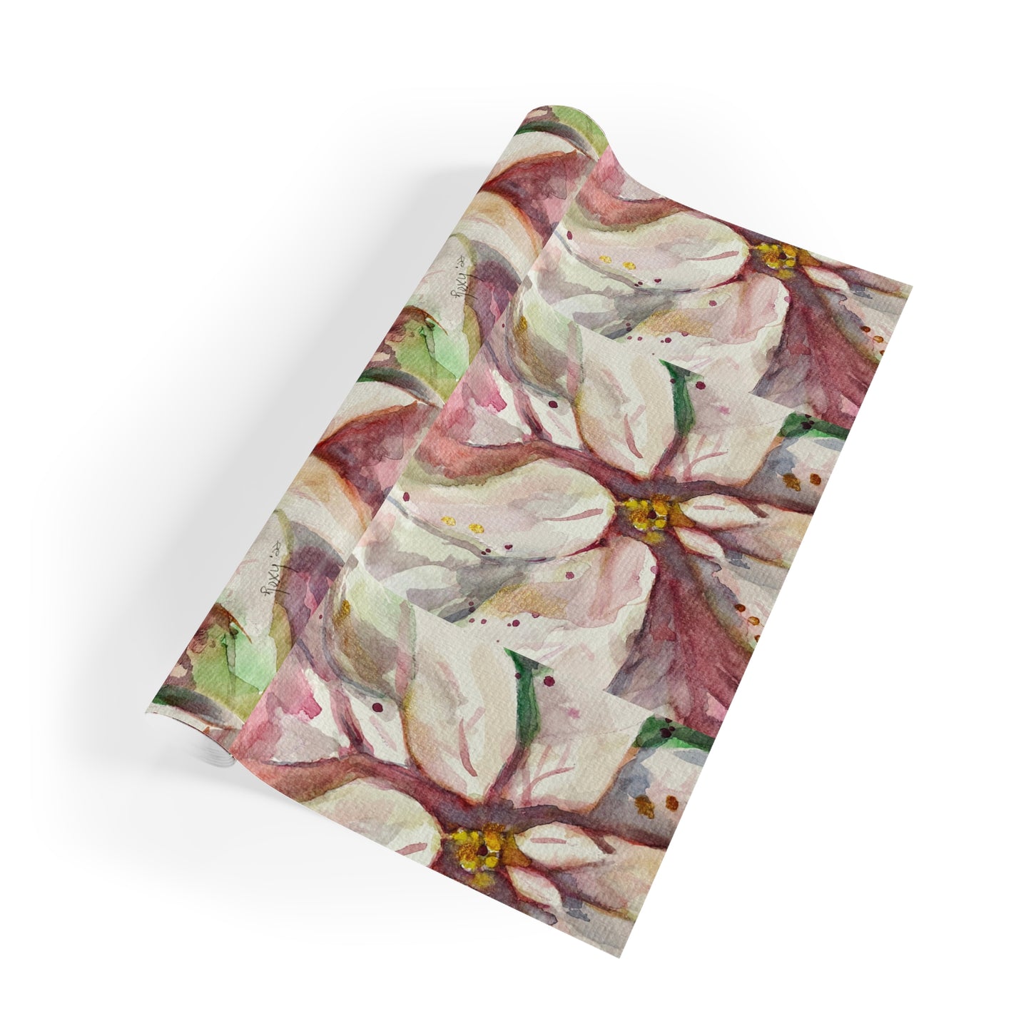 Elegant White Poinsettia Gift Wrapping Paper  1pc