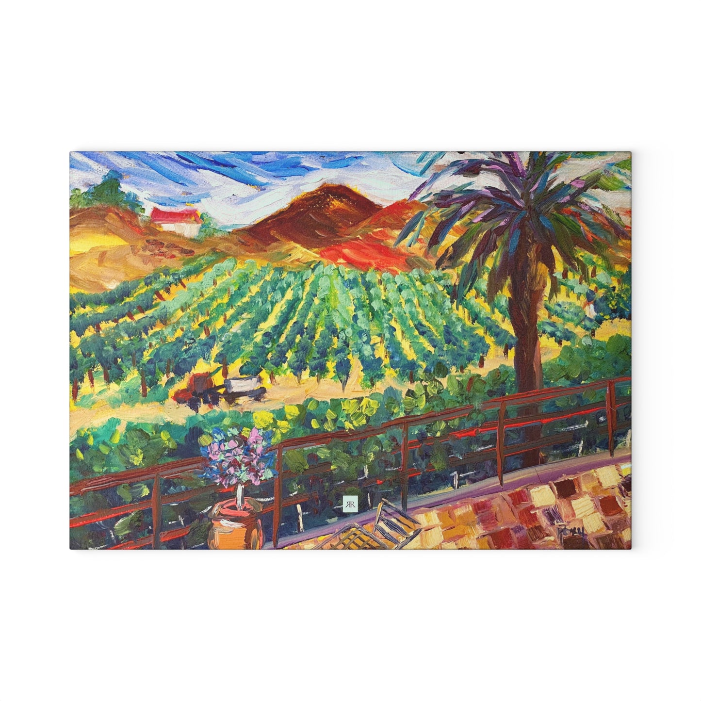 Vineyard View Chapin Winery Glass Cutting Board