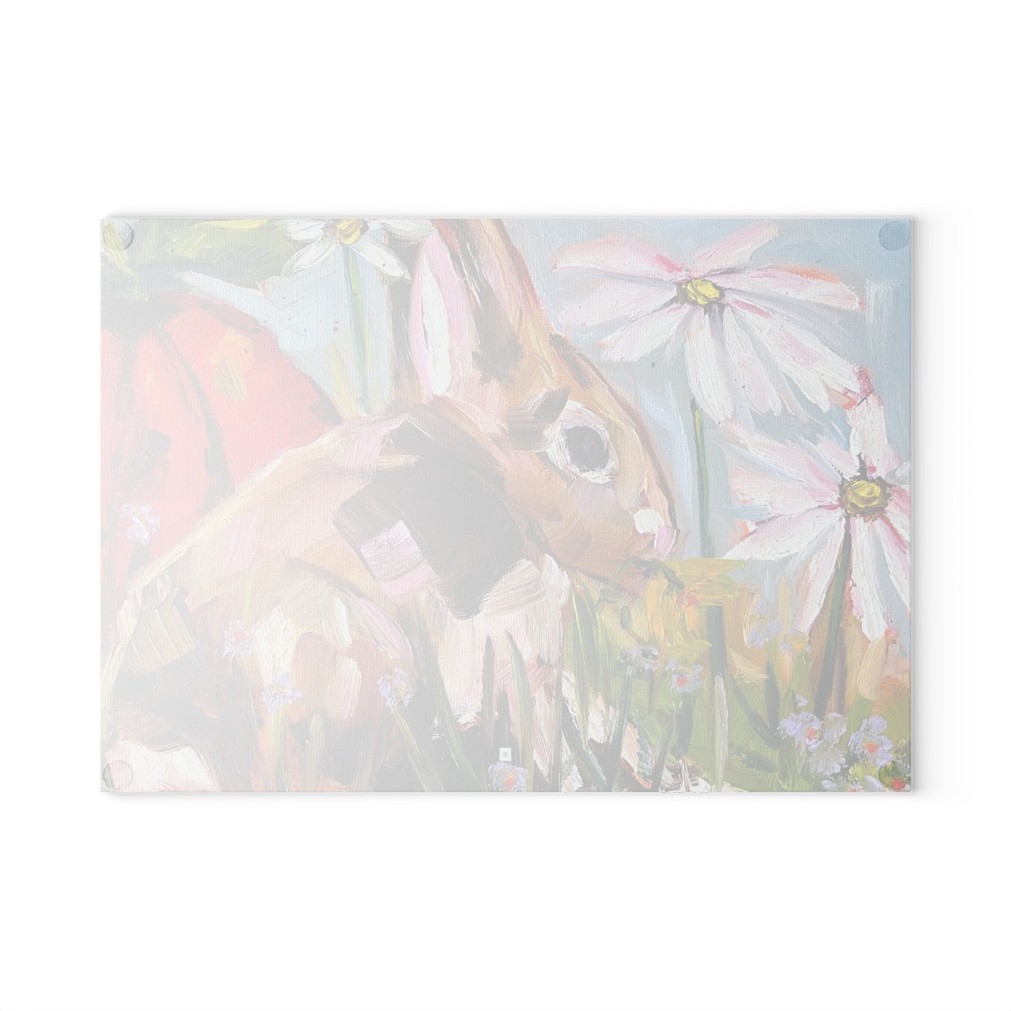 Bunny in the Garden Glass Cutting Board