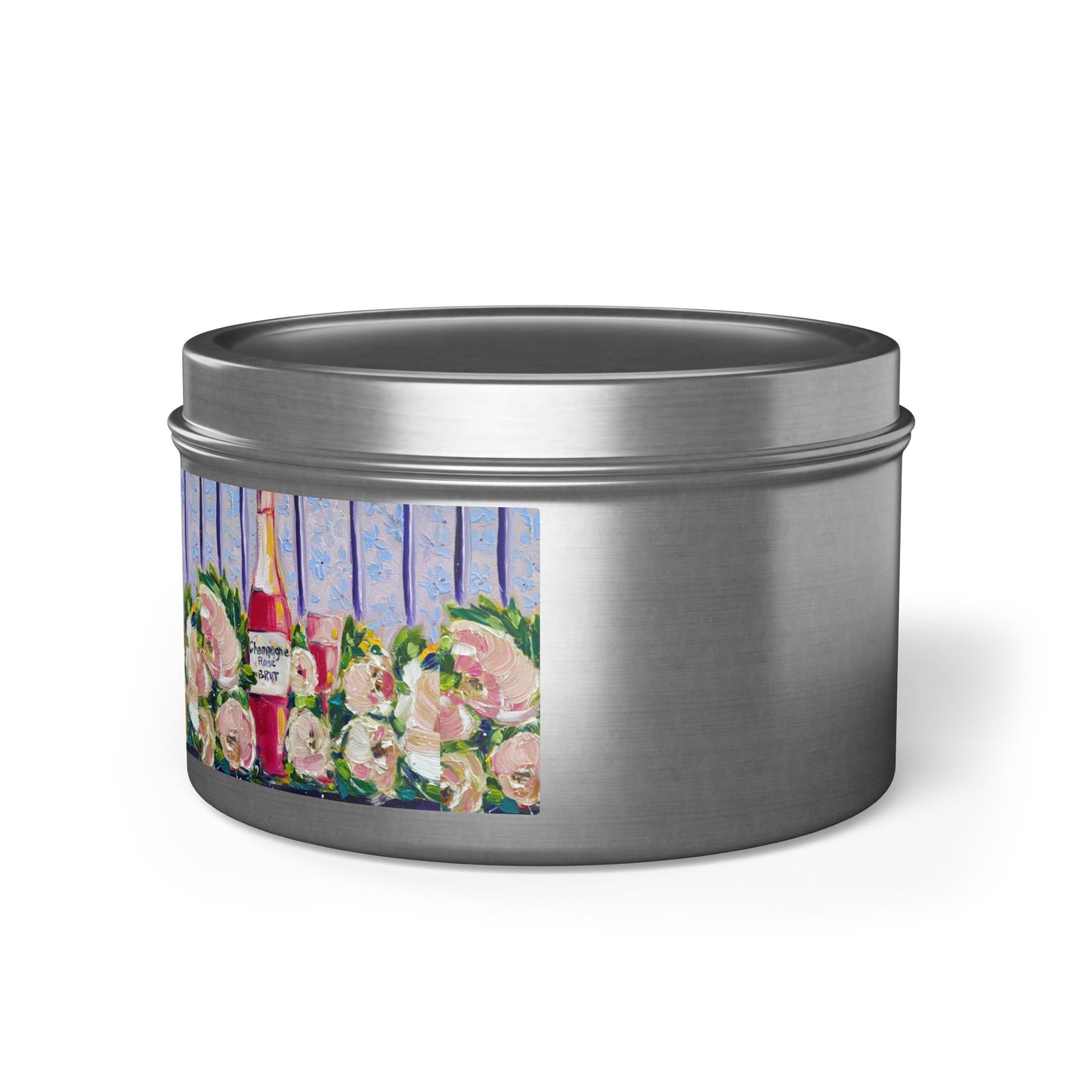 Tin Candle-Pink Champagne and Peonies