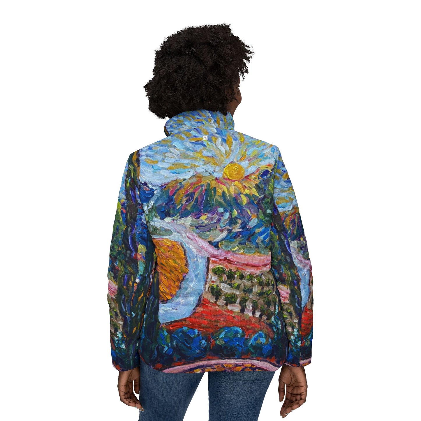 Women's Puffer Jacket - Roxy Rich Fine Art Design-Sunny Cypresses