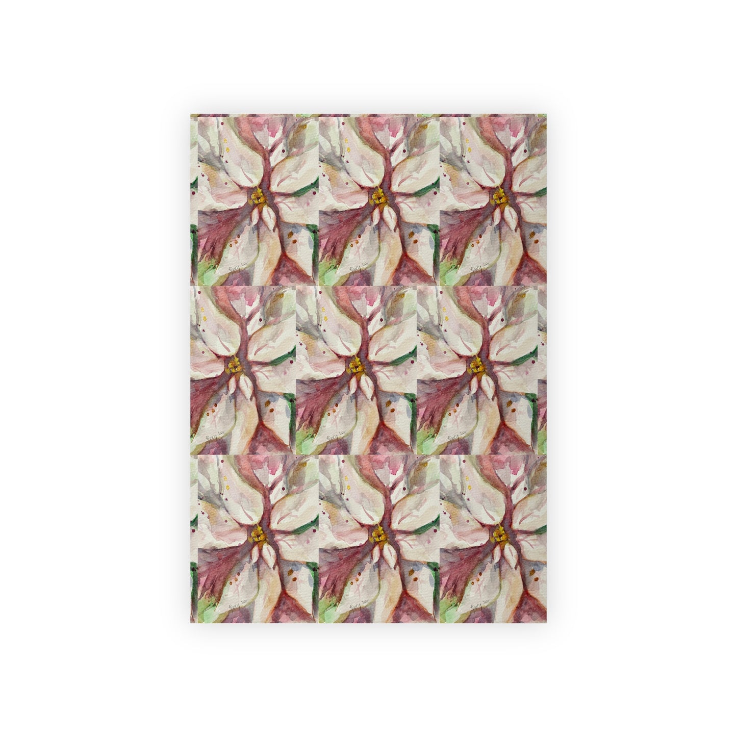 White Poinsettias Loose Watercolor Unique Holiday Gift Wrapping Paper 1pc