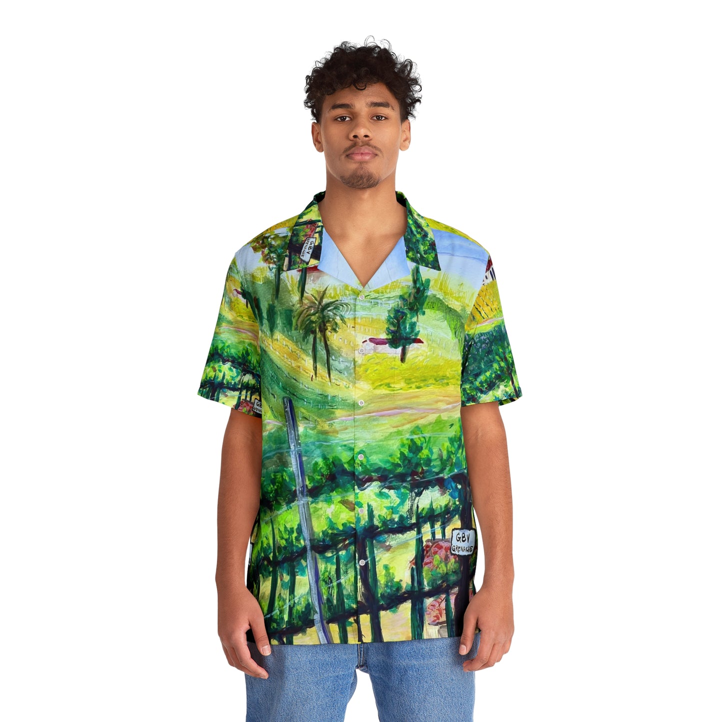 Men's Hawaiian Shirt- Grenache Vines at Gershon Bachus Vintners