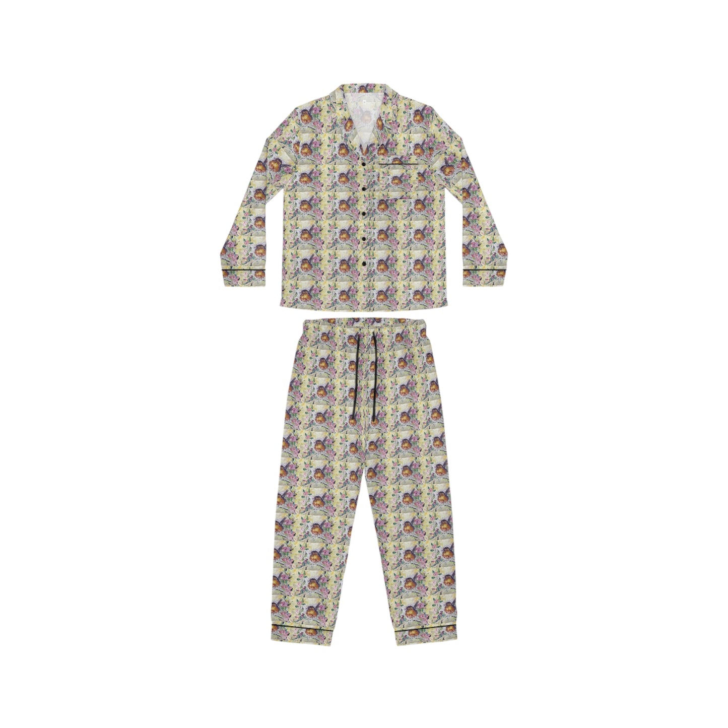 Women's Satin Pajamas — Luxurious All-Over Print Sleepwear-Robin in Cherry Blossoms