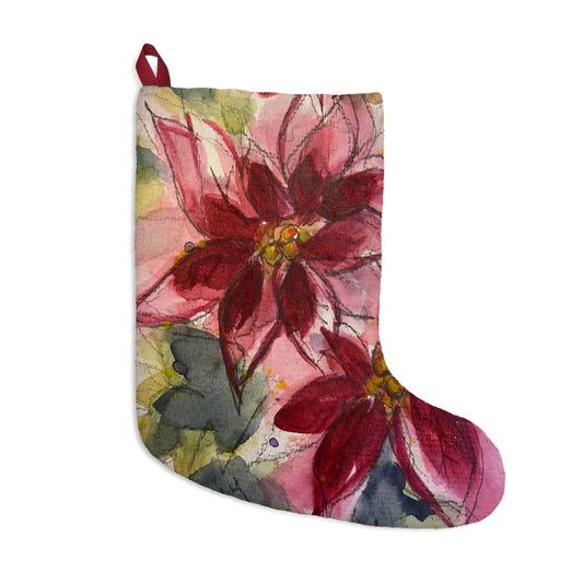 Elegant Red Poinsettias Christmas Stocking