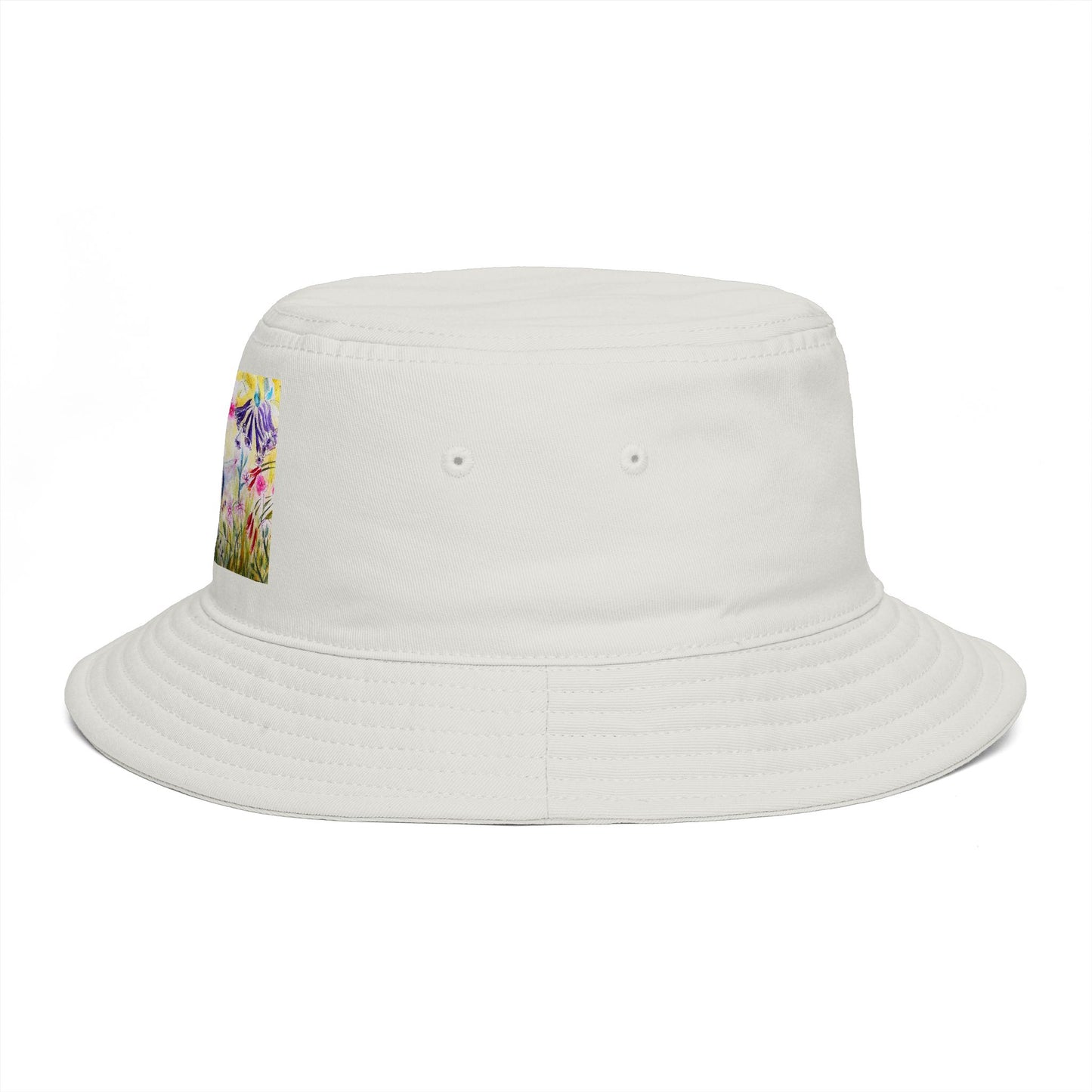 Roxy Rich Fine Art -Hummingbird in a Tube Flower Garden - Stylish Durable Bucket Hat