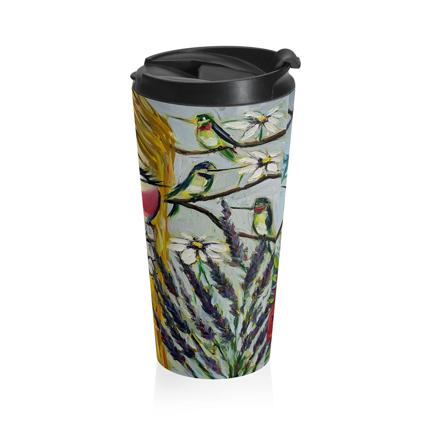 Taza de viaje de acero inoxidable Dama Colibrí