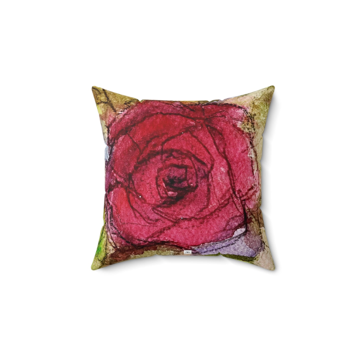 Red Rose Indoor Spun Polyester Square Pillow