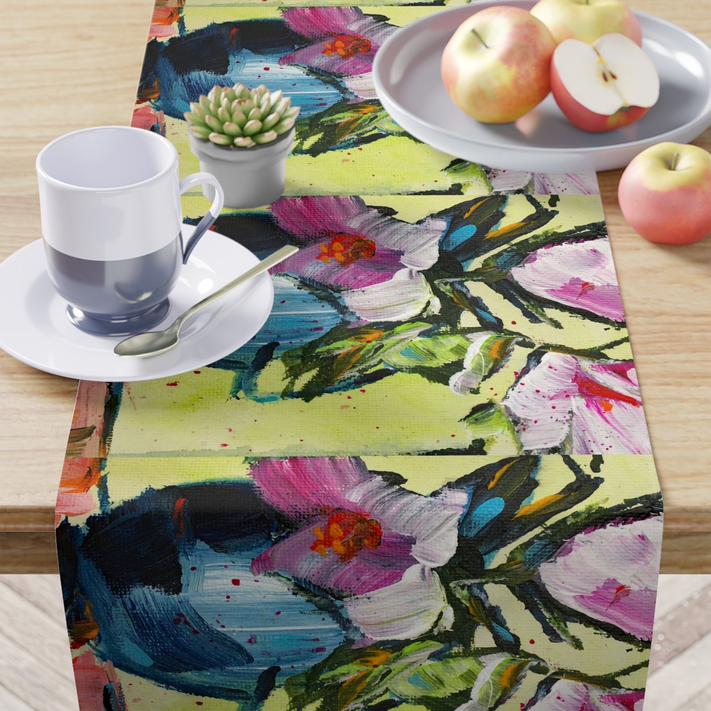 Copy of Pink Roses and Green Leaves Table Runner