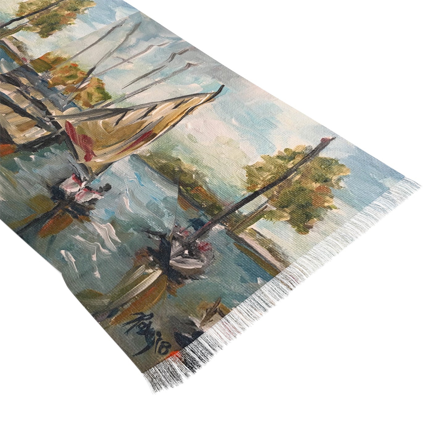 Colorful Scarf — Artistic Lightweight Neck Wrap- Harbor sail
