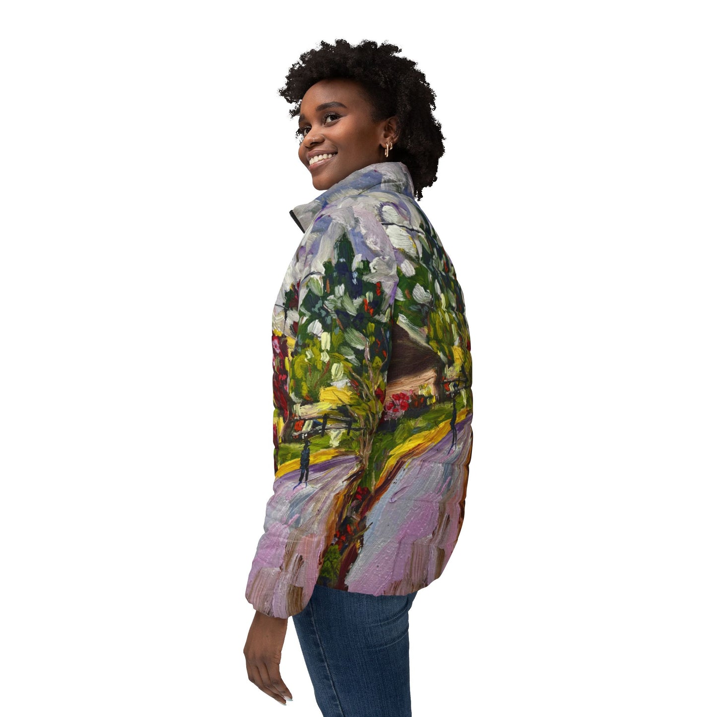 Women's Puffer Jacket - Roxy Rich Fine Art -Dreamy Walk in Churchill Cotswolds