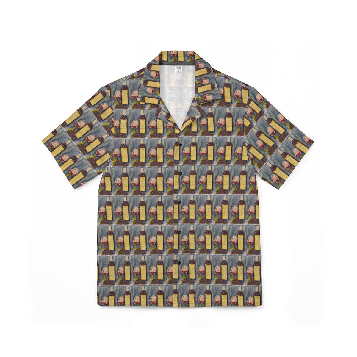 Men's Hawaiian Camp Shirt — GBV Vertunmus Wine and Clique Glass, Day-to-Evening Resort Shirt