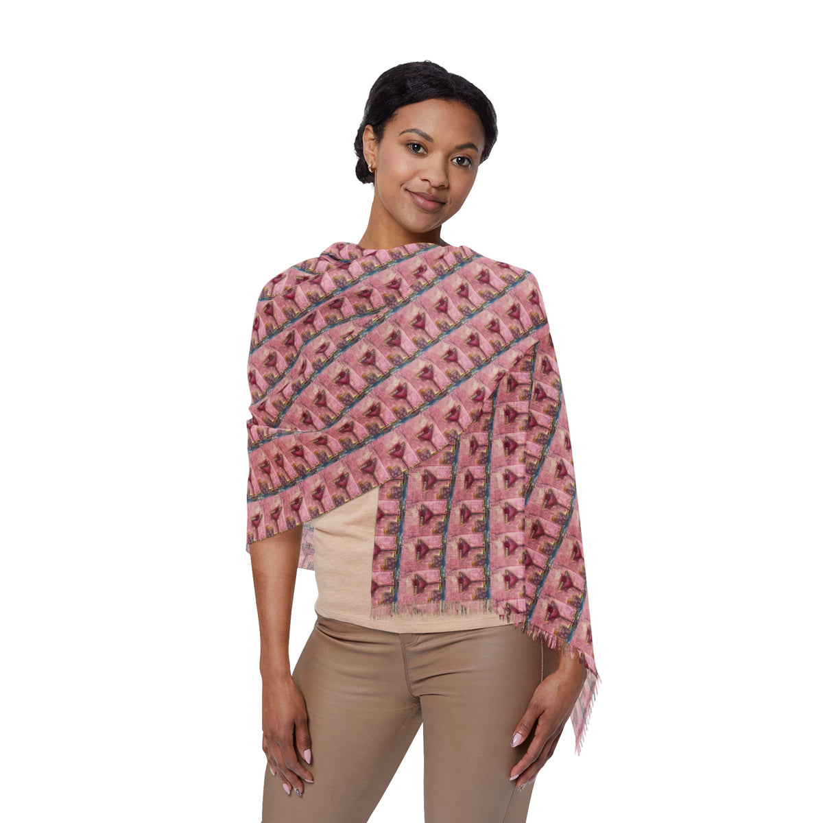 Colorful Scarf — Artistic Lightweight Neck Wrap- Pink Martini