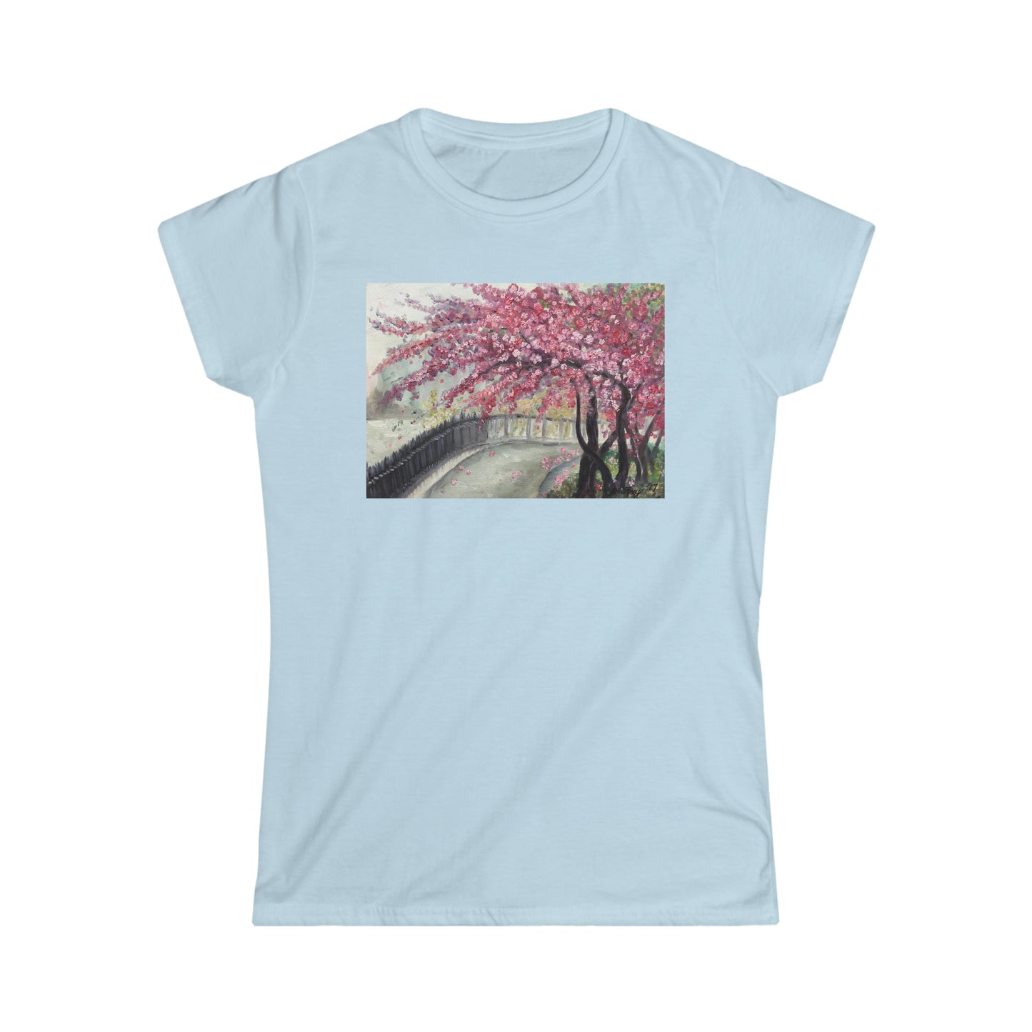 April in Paris Cherry Blossoms Women's Softstyle  Semi-Fitted Tee (5 colors)