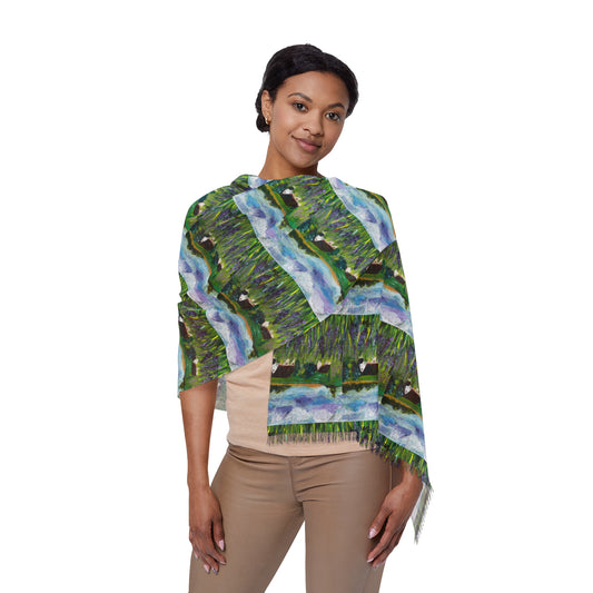 Colorful Scarf — Artistic Lightweight Neck Wrap- Cotswolds Lavender