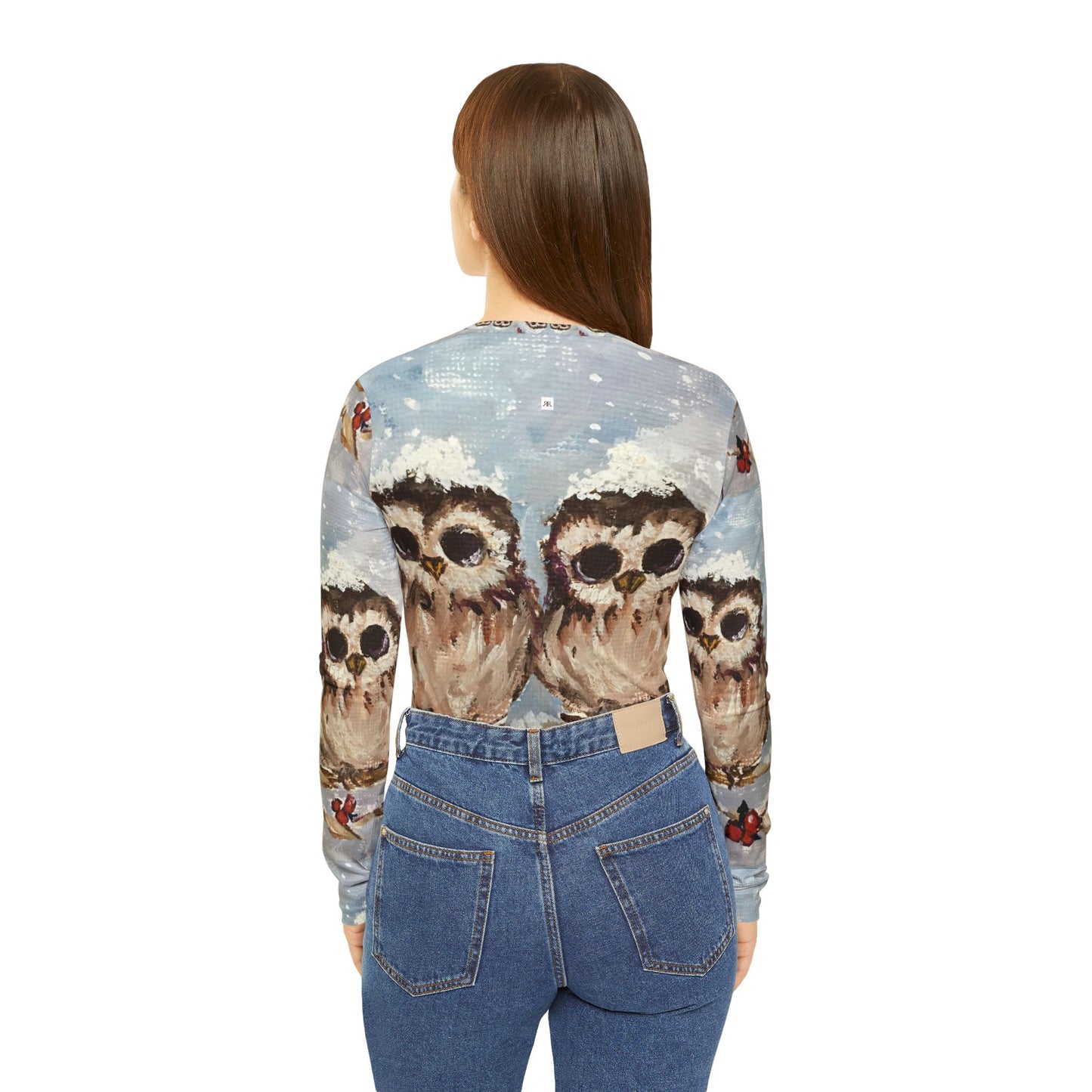 Long Sleeve Shirt-Adorable Snowy Owl Chicks- V-neck Women's