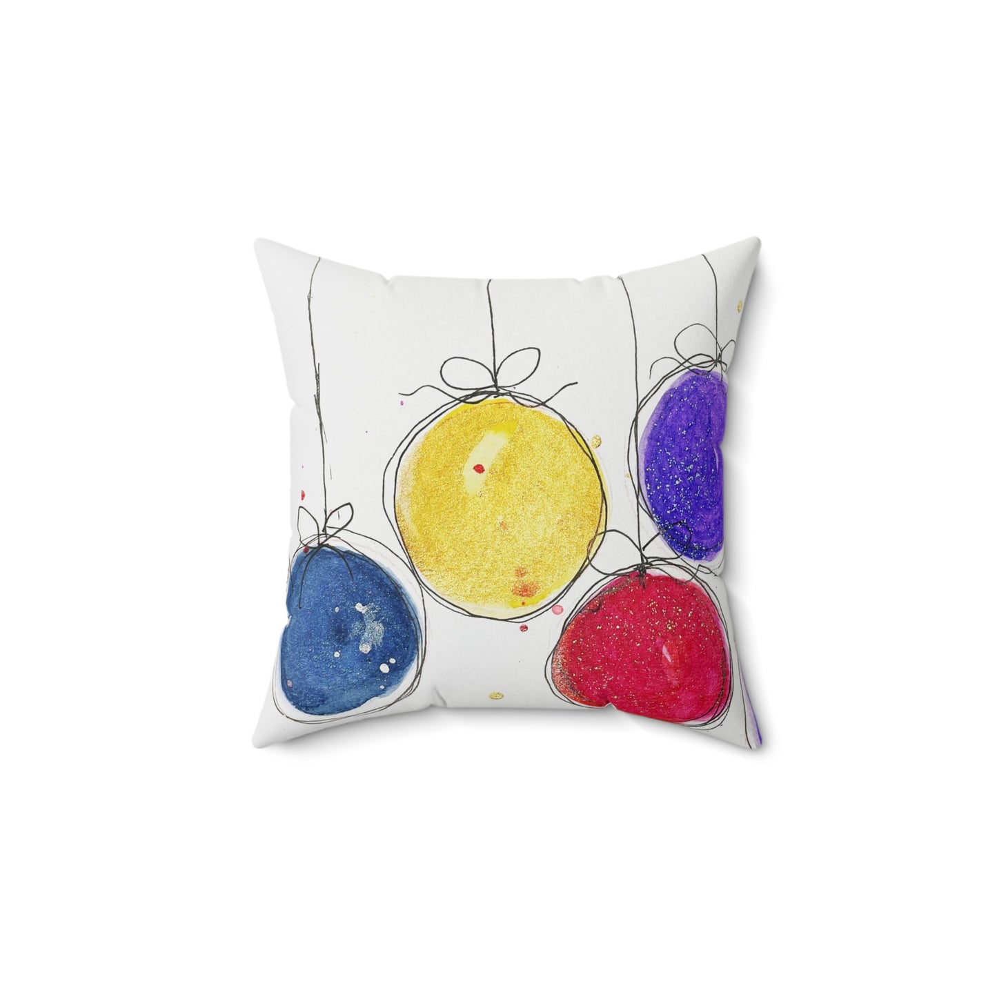 Colorful Christmas Baubles 2 Indoor Spun Polyester Square Pillow