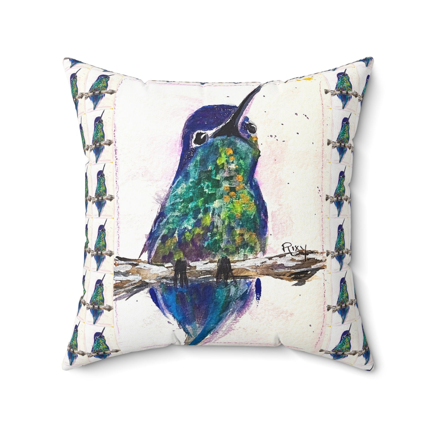 Adorable Buff-Bellied Hummingbird Indoor Spun Polyester Square Pillow