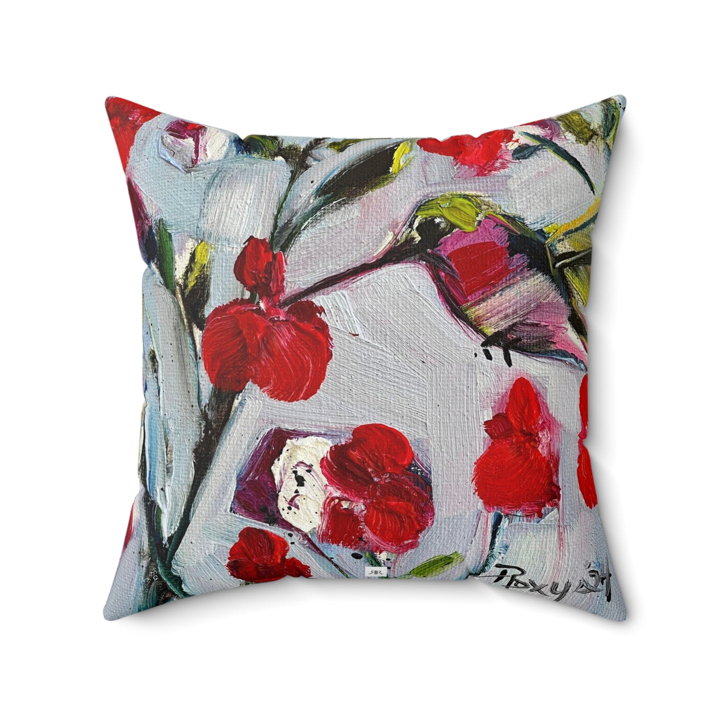 Hotlips Hummingbird Indoor Spun Polyester Square Pillow