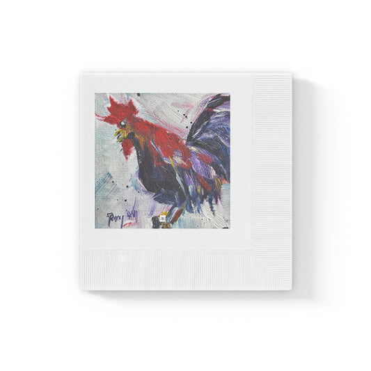 As the Rooster Crows-White Coined Napkins