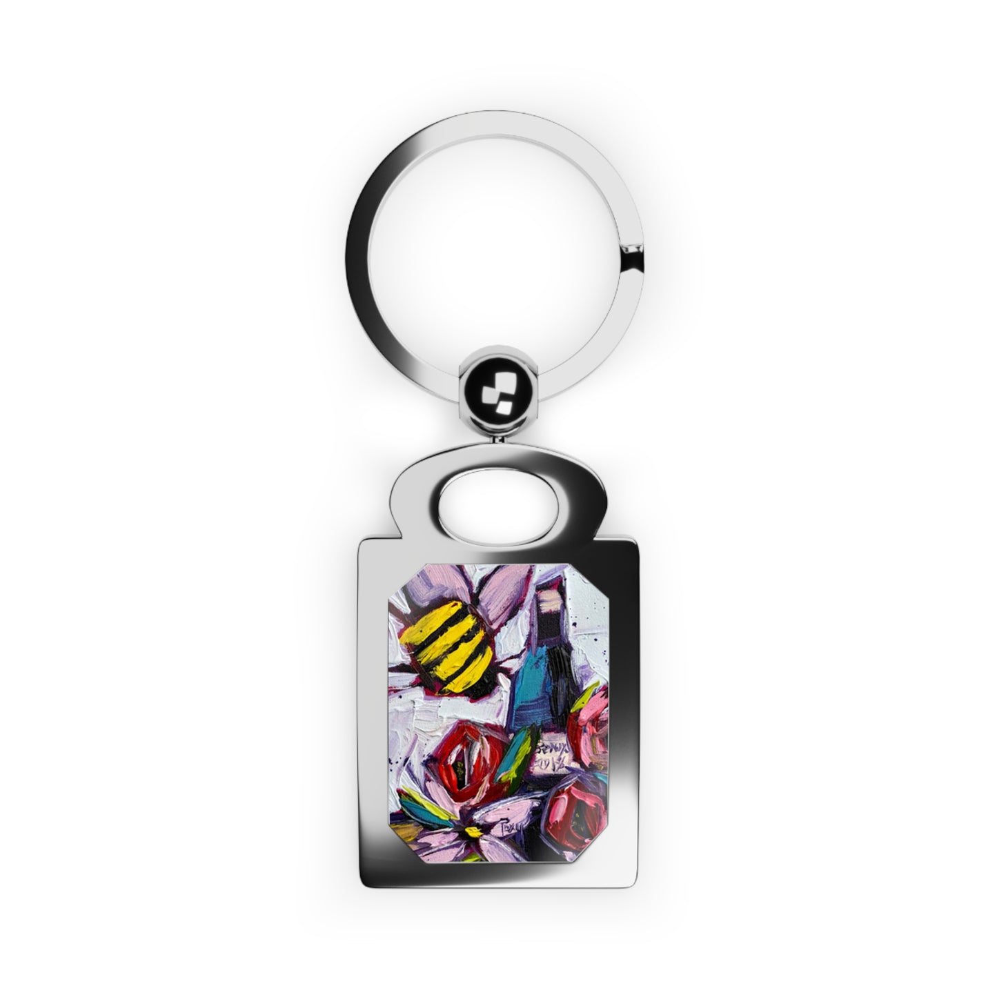 Bee Happy Rectangle Photo Keyring