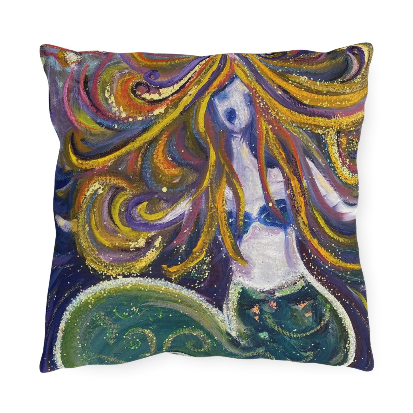 Screaming Siren (Mermaild) Outdoor Pillows