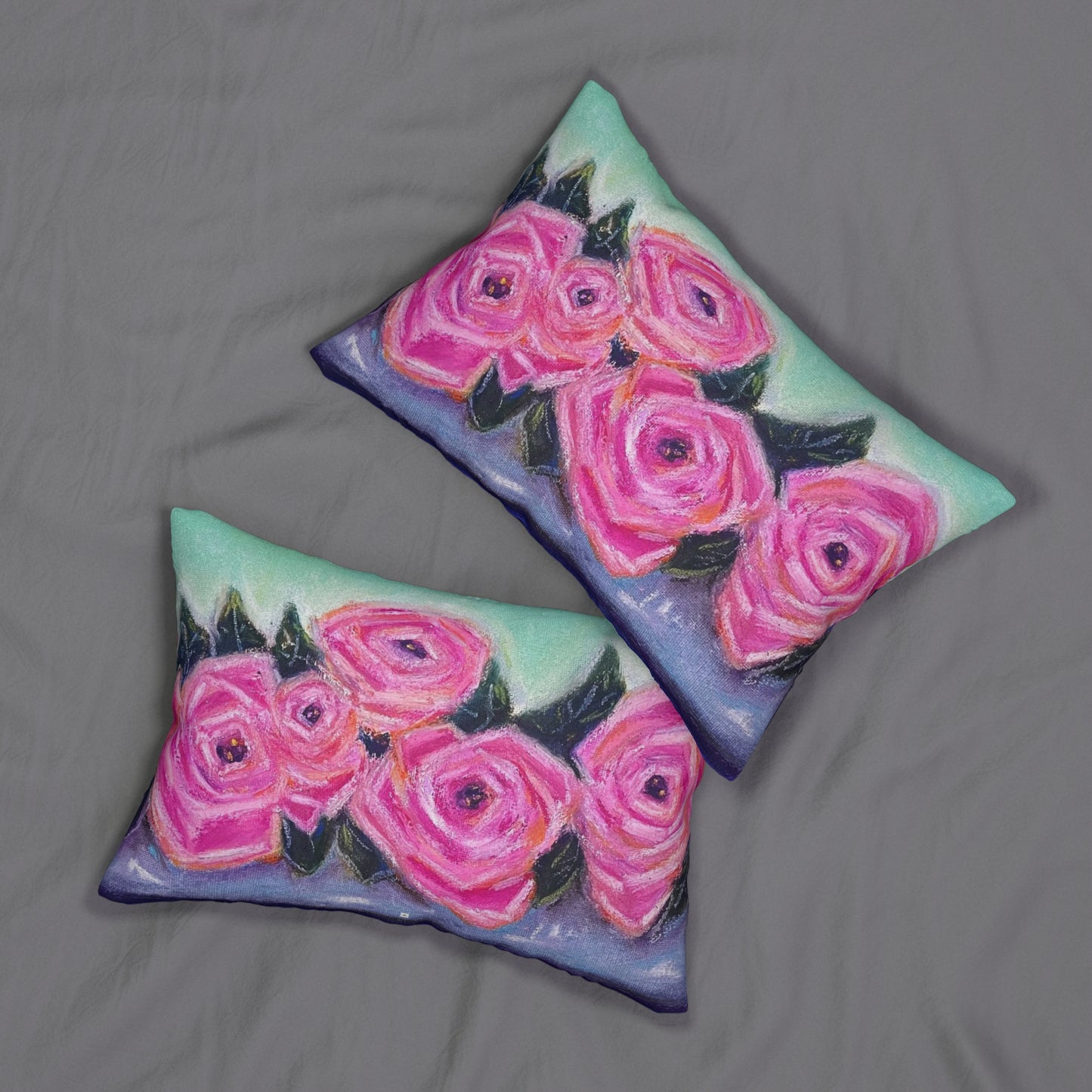 Tin Full of Roses Lumbar Pillow
