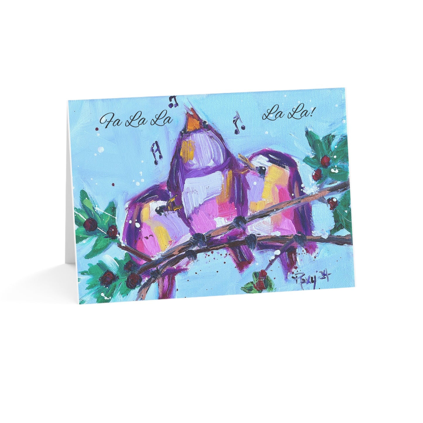 Fa La La -Holiday Birds Greeting Cards -Song and Joy message