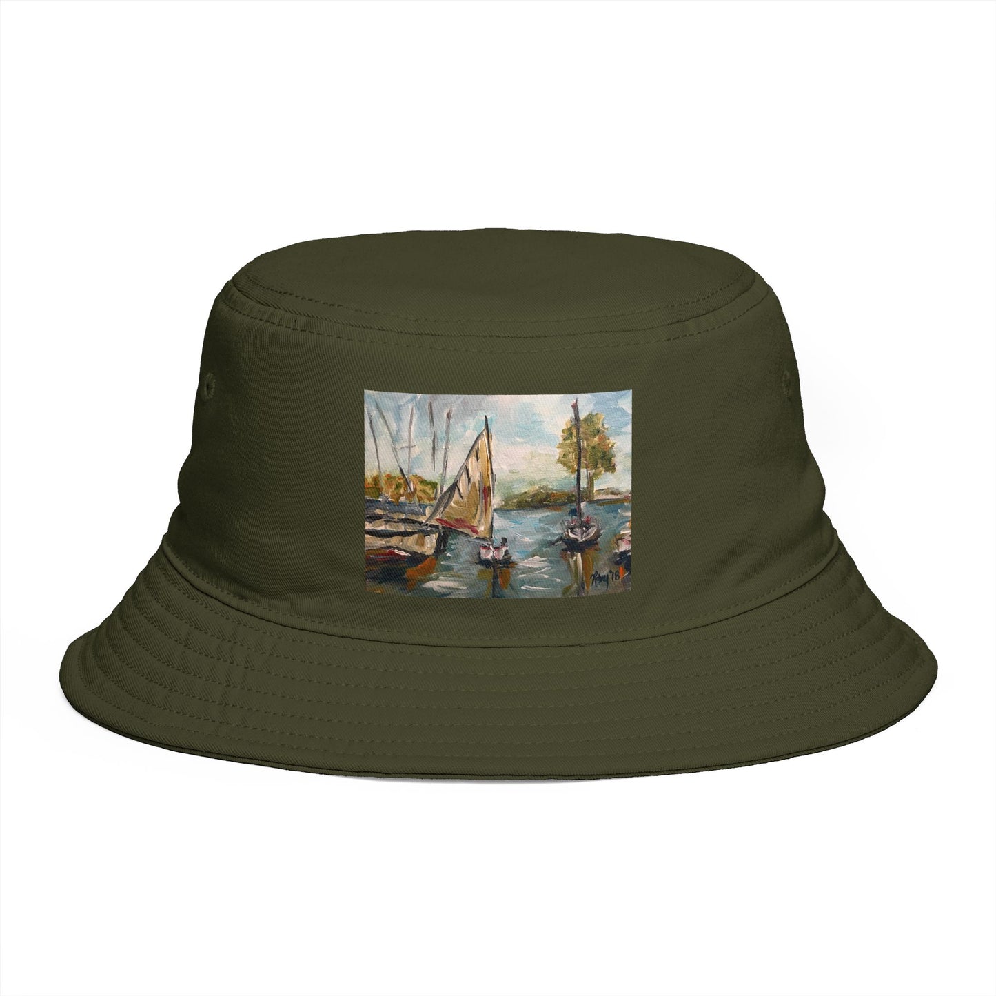 Roxy Rich Fine Art  Harbor Sail- Bucket Hat — Stylish Durable Travel Hat