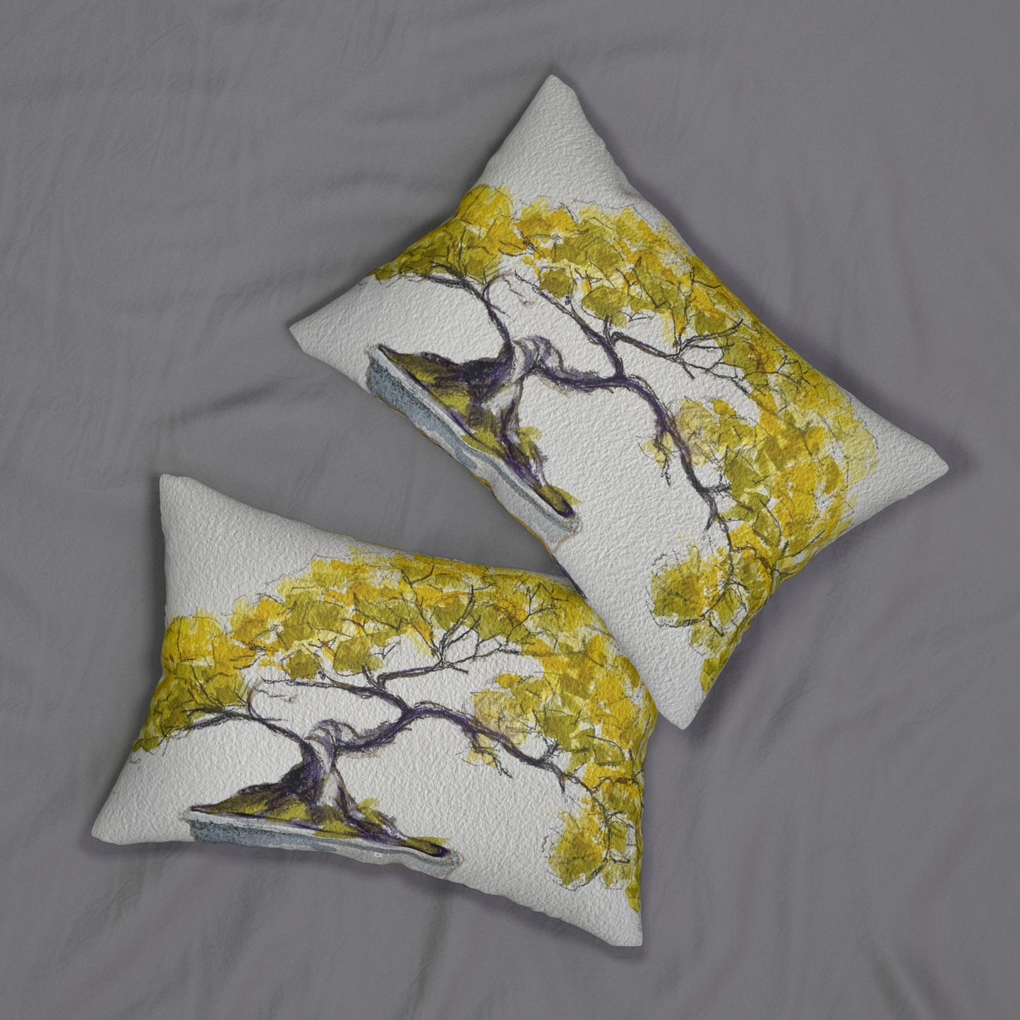 Yellow Bonsai Lumbar Pillow