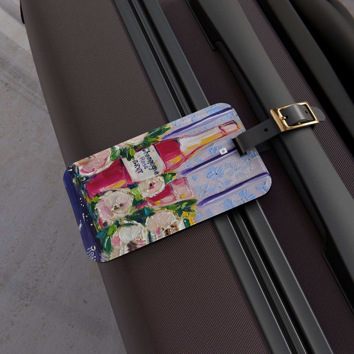 Luggage Tag - Pink Champagne and Peonies